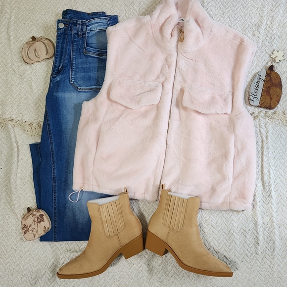 Bibi Pink Western Boho Pocket Puffer Quilted Sleeveless Vest Jacket Coat - Picture 1 of 3
